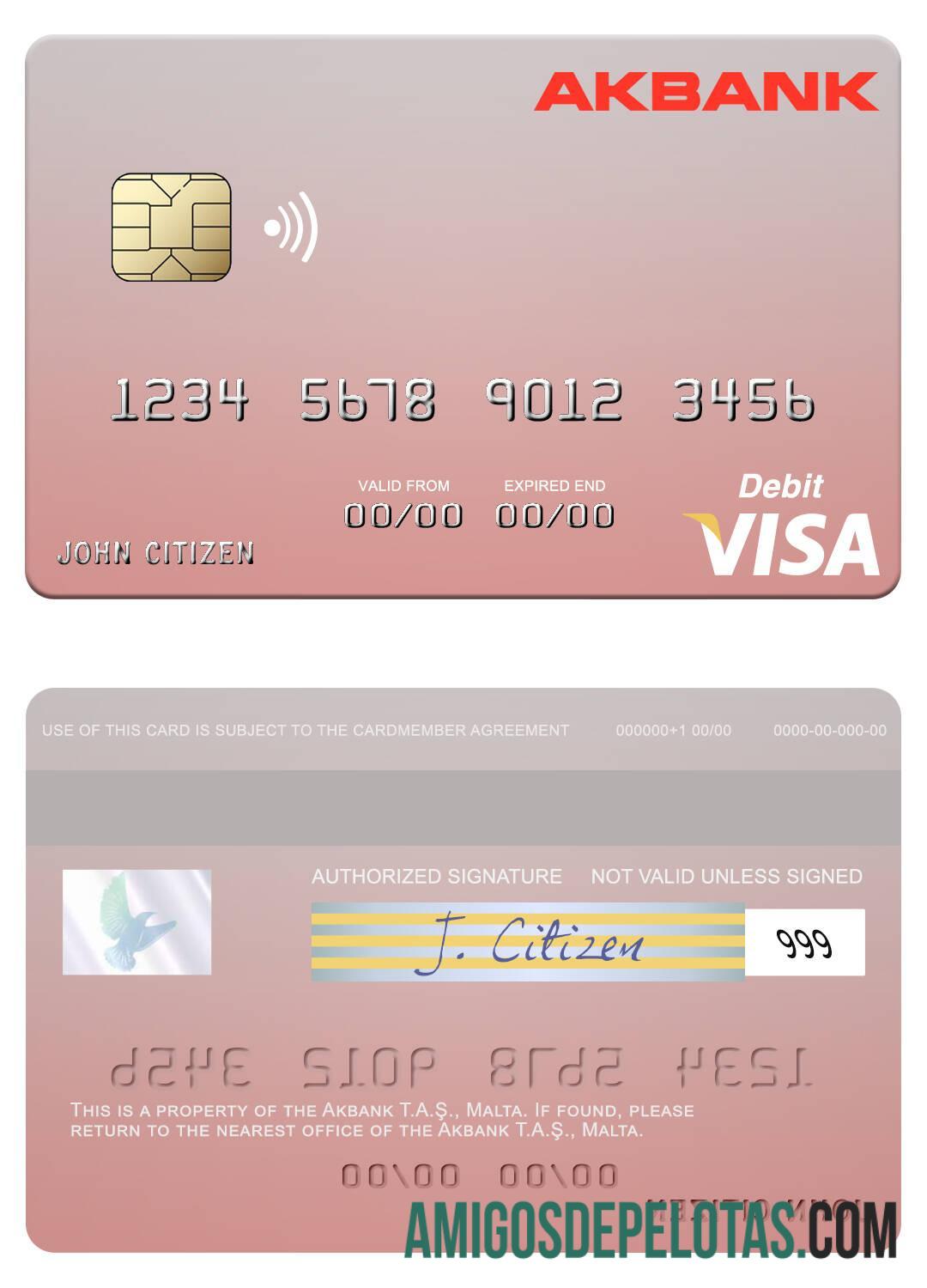 Malta Akbank T.A.Ş. Visa Debit Card real example